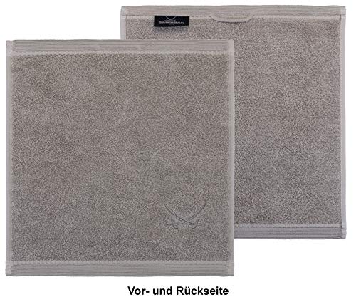 Sansibar Seiftücher 6er Set mit gesticktem Säbel Logo Handtuch Gästetuch 100% Baumwolle 30x30 cm Taupe
