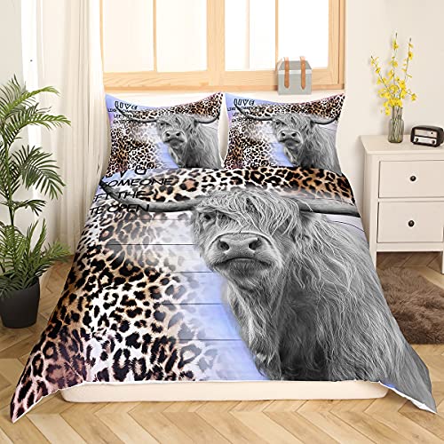 Housse de couette léopard et vache Super King pour lit enfant et adulte