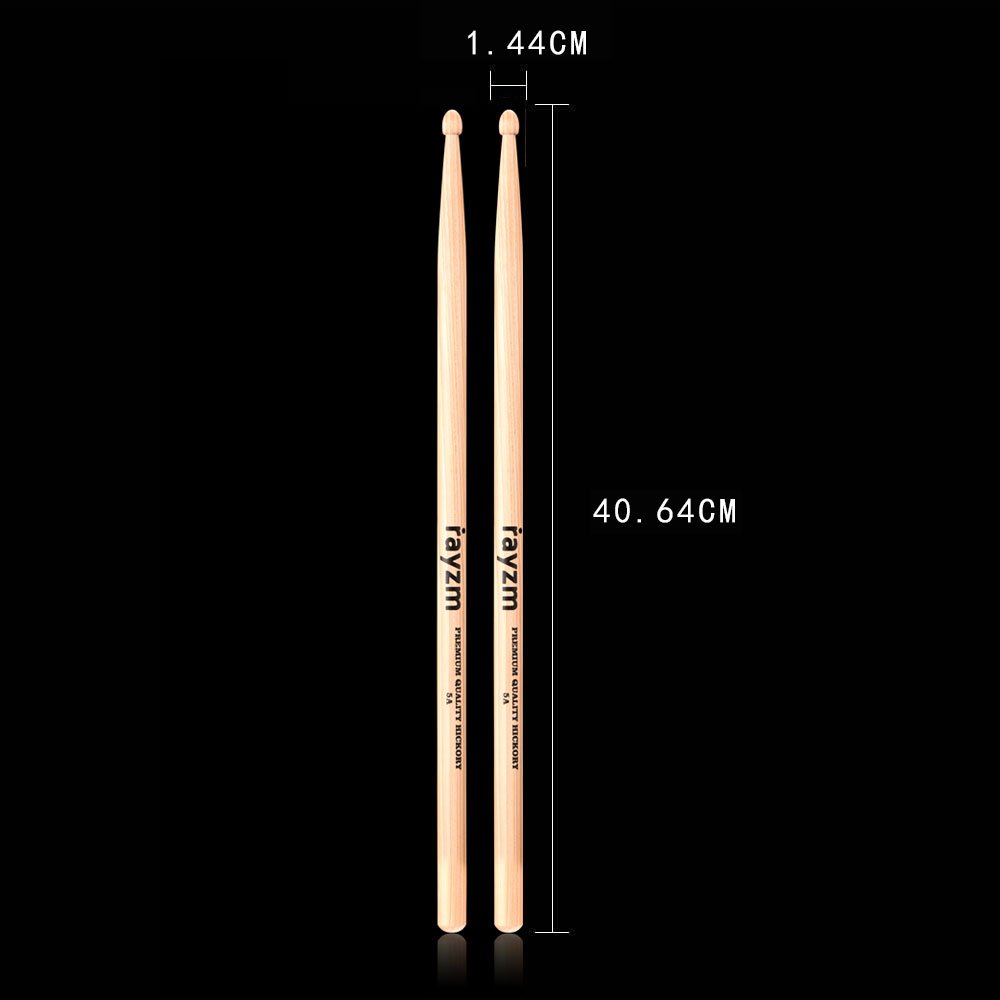 Rayzm Bacchette per Batteria 5A, Bacchette per Batteria/Percussioni in Robusto Noce Americano, Punte in Legno （2 Coppie）