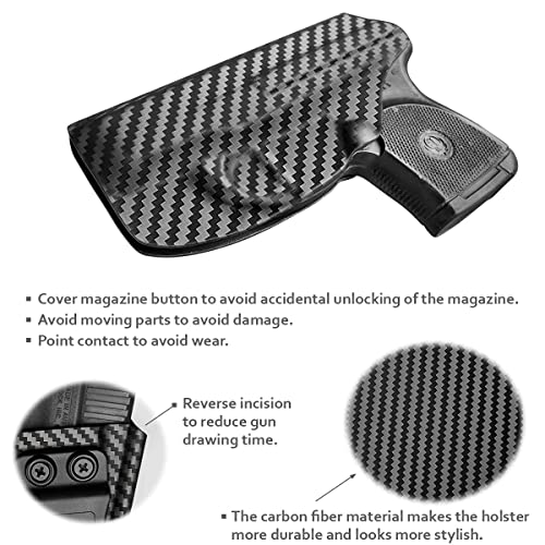 Ruger Lcp 380 Holster, Carbon Fiber Kydex Holster Iwb For Ruger Lcp 380 Concealed Carry - Inside Waistband Concealed Holster Lcp 380 Auto Pistol Case Pocket Gun Accessories (Black, Right Hand) #TOP3