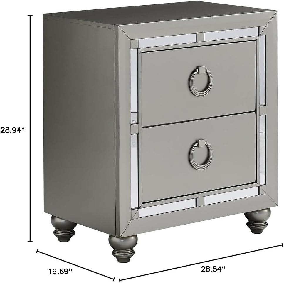 Global Furniture USA Riley Silver Nightstand