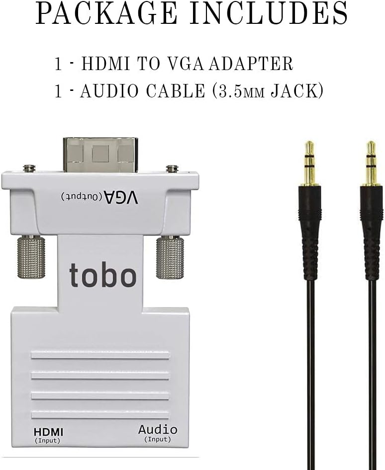 Creative Product HDMI to VGA Adapter, Audio Output Cable Computer Set-top Box Converter Connector Adapter for Laptop, PC, Monitor, Projector, HDTV, Chromebook, Roku, Xbox(3.5mm Stereo Cable Included) Featured Product HDMI to VGA Adapter, Audio Output Cable Computer Set-top Box Converter Connector Adapter for Laptop, PC, Monitor, Projector, HDTV, Chromebook, Roku, Xbox(3.5mm Stereo Cable Included)
