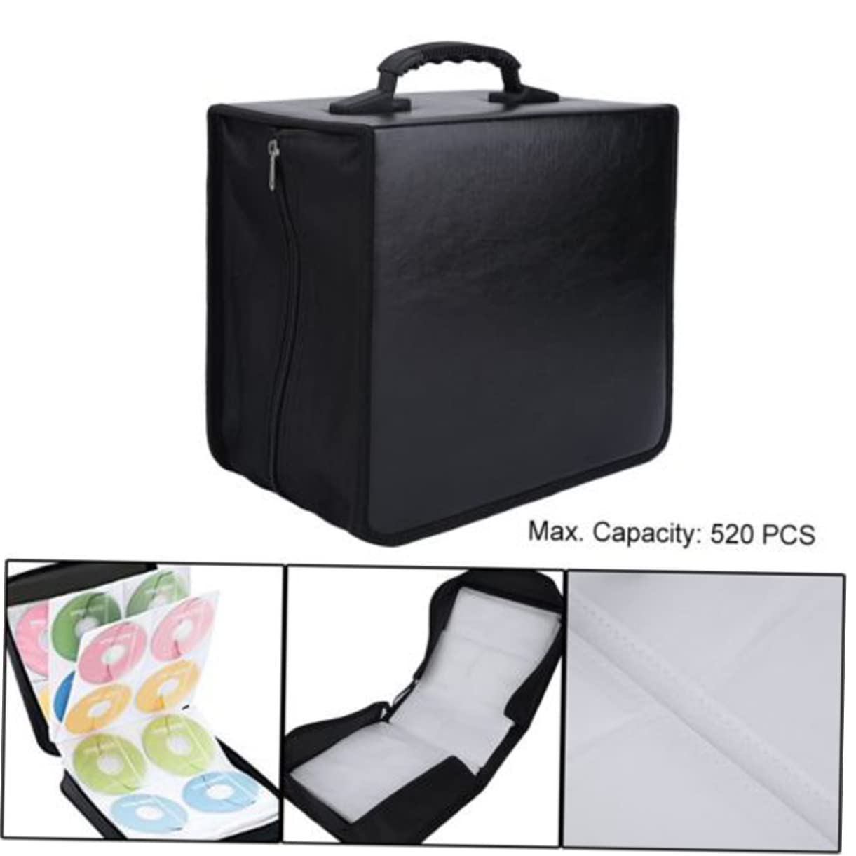 MAGICLULU Porta CD e Dvd Portatile Capacità di 400 Dischi, Esterno Resistente in Pu e Tessuto, Manico Comodo per Trasporto Facile