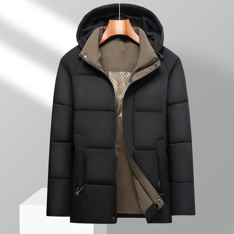 Chaqueta acolchada para hombre de invierno gruesa para mediana edad con capucha 2