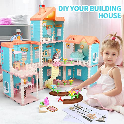 Oenux Doll House 7-8,Storytelling Dreamhouse Dollhouse With Unique Furniture And Accessories,Diy Toddler Pretend Play Toy Dolls House For Girls Age 3 4 5 6 7 8 9 Birthday Gifts #TOP6