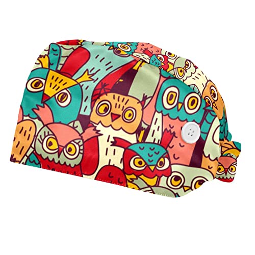 Chapeaux de travail JDEZ motif hibou pour femmes et hommes en lot de 2