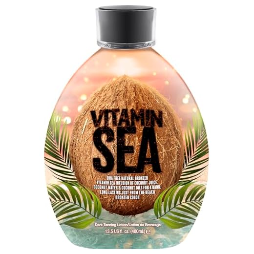 Vitamin Sea Natural Bronzer Tanning Lotion with Coconut Oil, DHA-Free for Sensitive Skin, Streak-Free Bronzing Accelerator 13.5oz - Safe for Indoor Tanning Beds