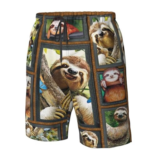 3D Sloth Mens Swim Trunks Quick Dry Casual Lightweight Drawstring Board Shorts with Pockets Cool Mesh Lining 5