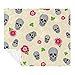 CHINFY Couverture réversible en flanelle polaire décorative, légère, douce et chaude 129,8 x 149,9 cm Motif têtes de mort avec fleurs roses sur une crème