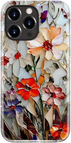 Coque iPhone 15 Pro fleurs sauvages de haute qualité en silicone double couche antichoc