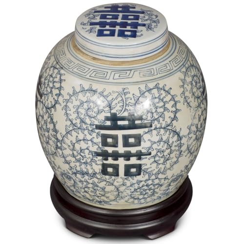 China Furniture Online Blue and White Porcelain Chinese Double Happiness