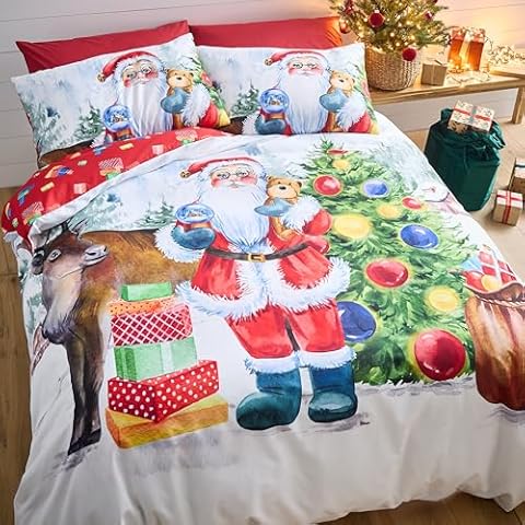 Catherine Lansfield Retro Santa Duvet Set Cover