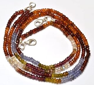 1 Strand Natural 16 inch Natural Rare Gem Multi Color Garnet Faceted Rondelle Beads Necklace 3 to 3.5 MM