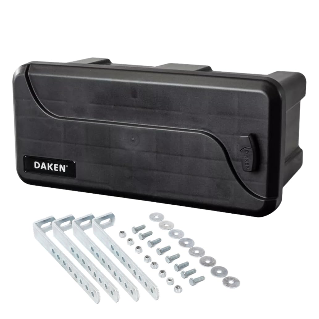 Daken Blackit - Caja de herramientas para remolque, 550 x 250 x 295 mm, plástico, color negro (con soporte universal)