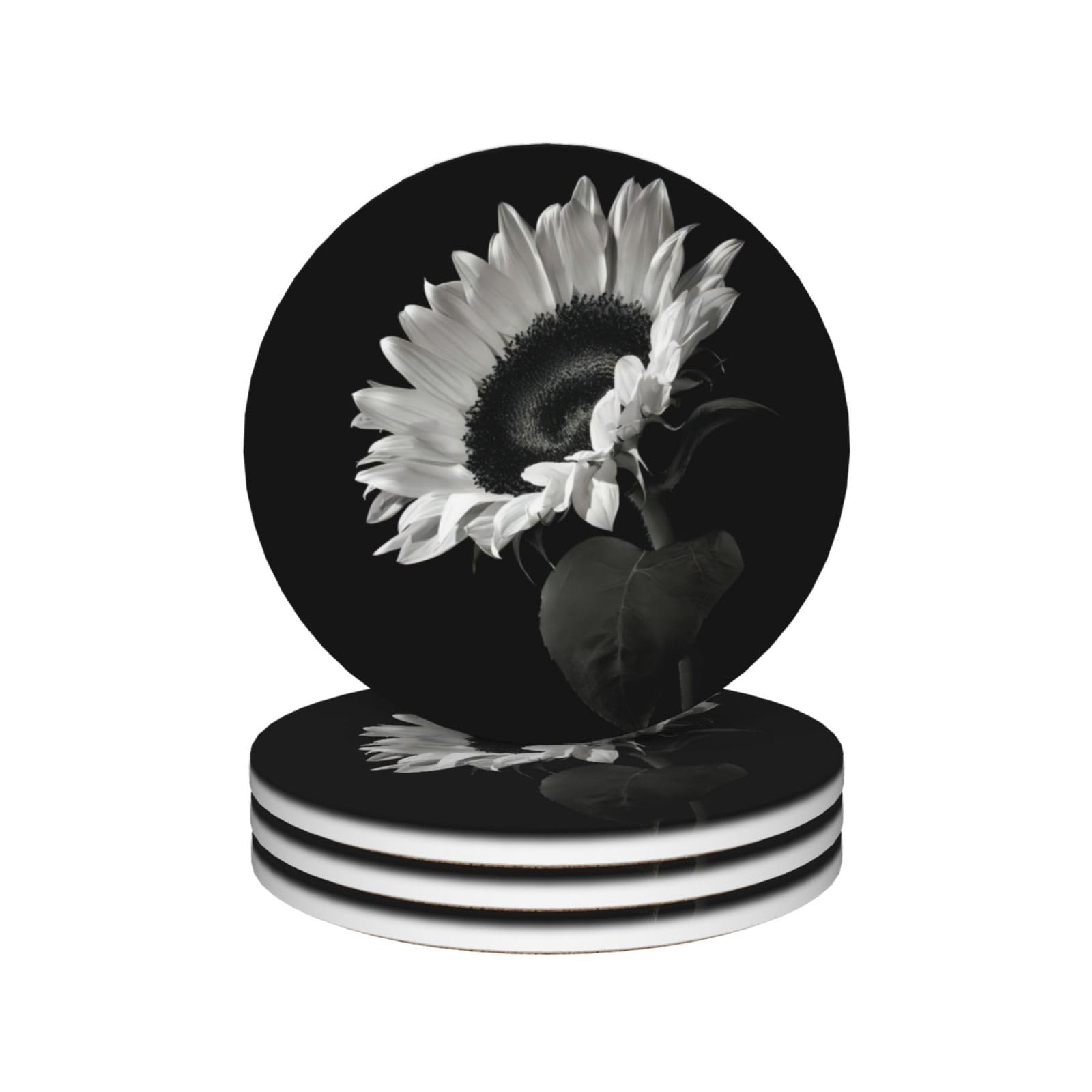 Dessous de verre céramique contre les taches de table motif tournesol 4pcs