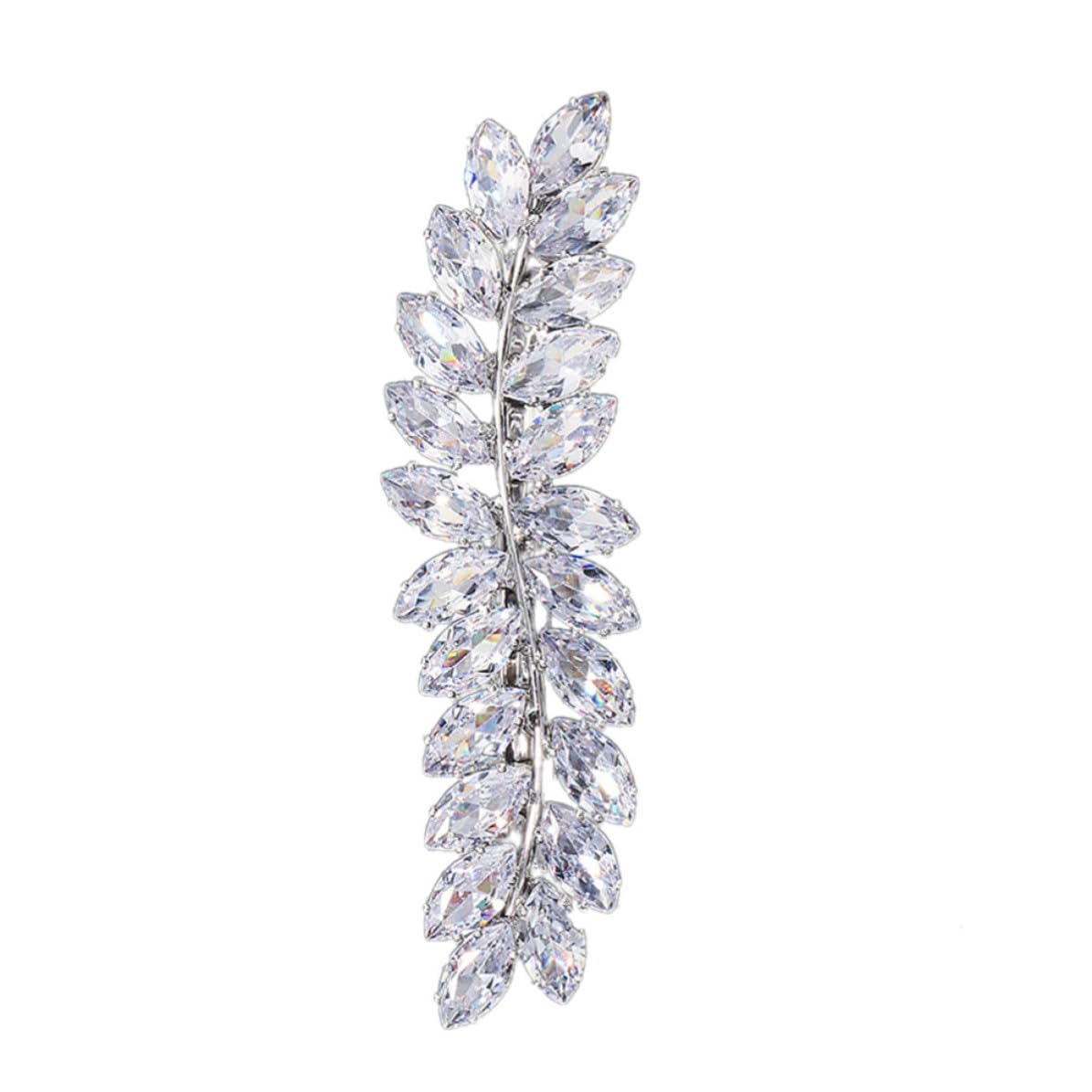 Rhinestone Hair Clip Leaf Women Hair Accessory Elegant Silver