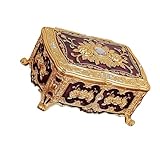 PANGBOER Caja de almacenamiento de joyas esmaltada con diseño de rosas románticas, soporte para anillos, aretes y pulseras, organizador permanente de joyas de metal