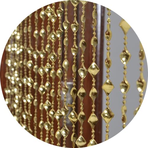 World Choice String 20 Lines Door/Window Curtain Size 4x7 feet (213cm x122cm) (Gold Colour)