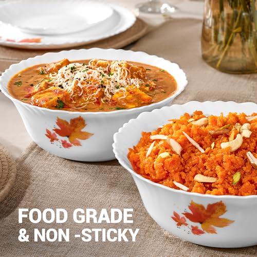 Image of Treo by Milton Opalware Aurelia Mapelle Dinner Set of 21 | Serving for 6 | Microwave & Dishwasher Safe | Bone-Ash Free | Tempered Toughness | Plates & Bowls | Crockery Set for Dining & Gifting