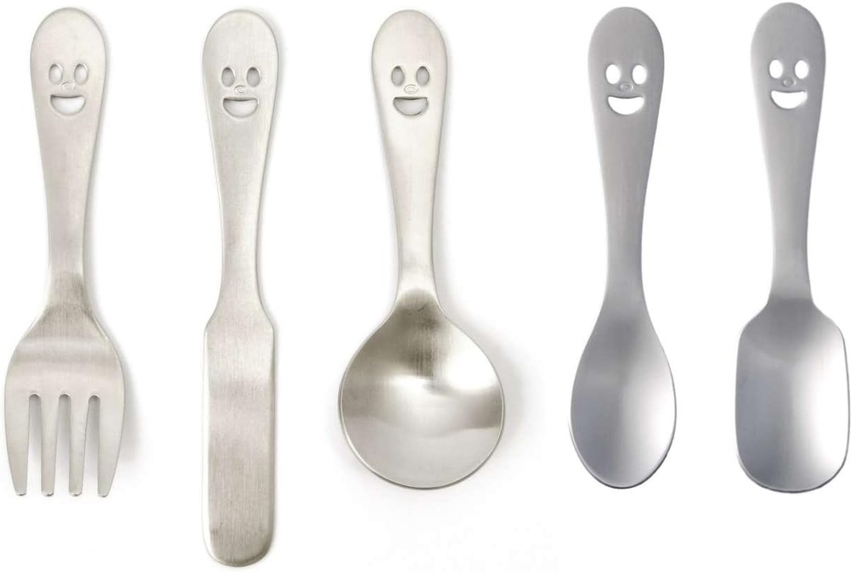 Made in Japan Happy Face Petit Cutlery Set (Fork, Knife, 3 Spoons)