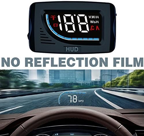 Car HUD Head Up Display 3inch Windshield Projector OBD II/EUOBD Interface Plug & Play Speedometers Engine Speed Auto Electronics Accessories