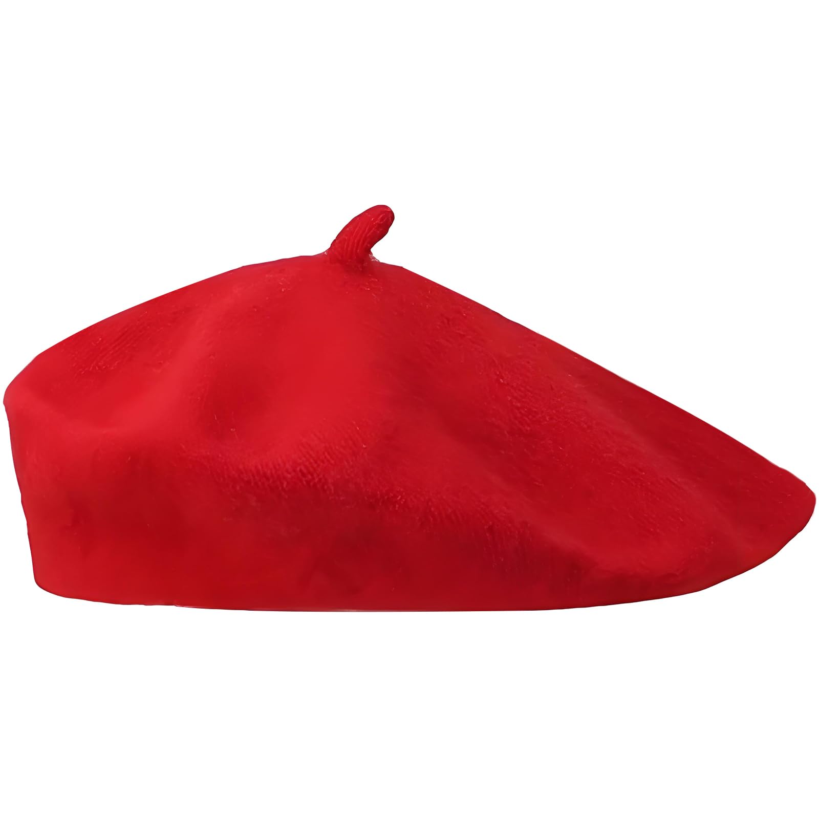 Makoto Nobu Red Wool Beret, Female Autumn and Winter Classic French Retro Hundred Solid Color Hat, Painter Octagonal Beret