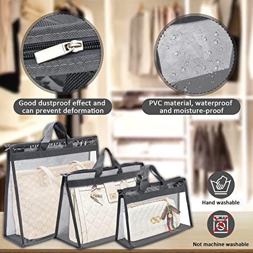 12Pcs Dust Bags For Handbags,Clear Purse Storage Bags For Women,3 Size Purse Organizer Purse Cover Hanging Closet Organizer With Zipper-Gray #TOP3