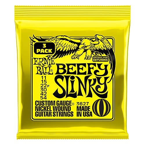Image of Ernie Ball Beefy Slinky Nickel Wound Electric Guitar Strings 3-pack, 11-54 Gauge (P03627)
