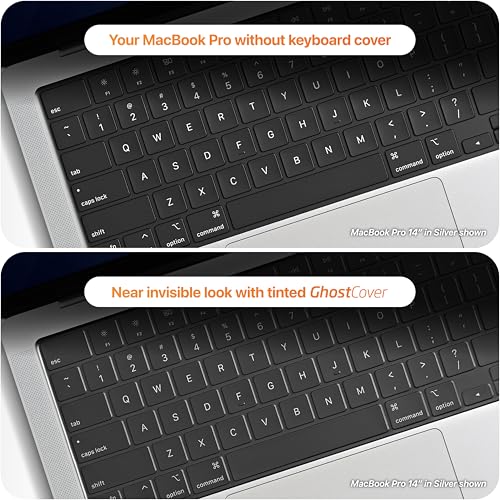 Image of GhostCover Original Premium Ultra Thin Keyboard Cover Protector, Compatible with 2021-2026 MacBook Pro 14 inch /16 inch M1-M5 Pro /Max, 2022-2026 M2-M5 MacBook Air 13 inch /15 inch, US ANSI Layout, Translucent