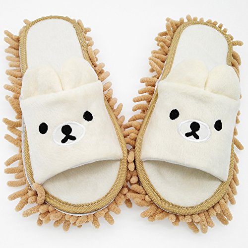 Selric Bear Super Chenille Microfiber Washable Mop Slippers Shoes For Kids, Floor Dust Dirt Hair Cleaner, Multi-Sizes Multi-Colors Available 7 Inches Kids Size #TOP5