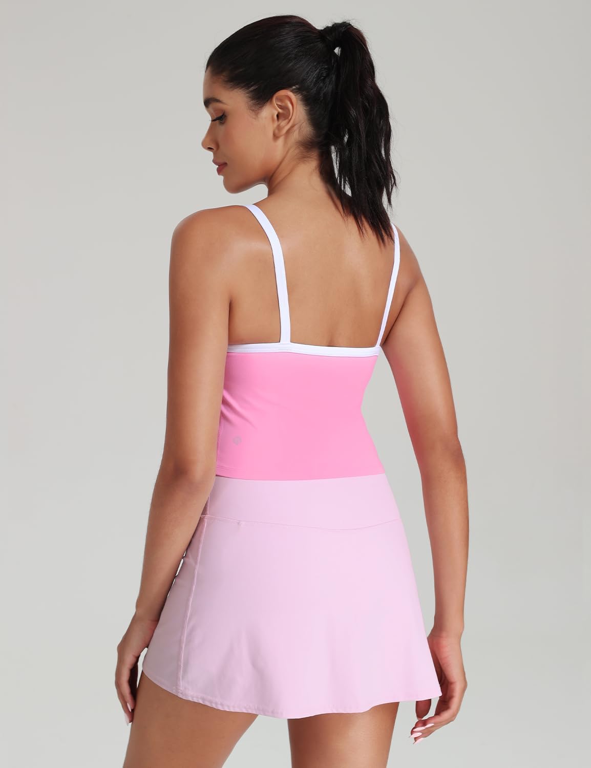 HeyNuts Vintage Color-Block Strappy Crop Tank Top for Womens, Cute Contrasting Trim Yoga Longline Sports Bras Padded A-D Cups - Image 6