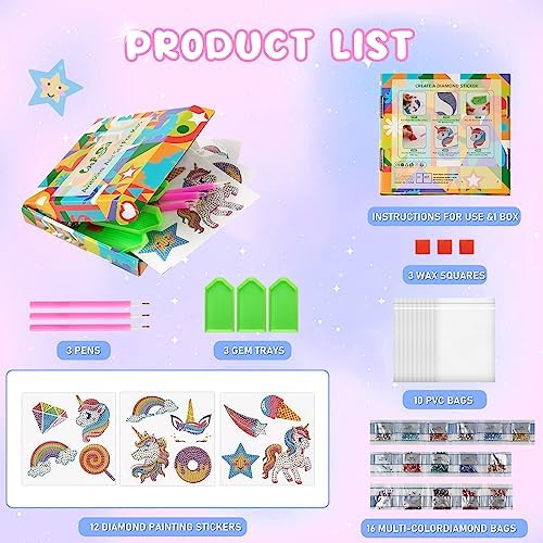 Diamond Painting Kits for Kids - Unicorn Diamond Art Kits Gem Arts and Crafts for Girls & Boys Age 5-10 Craft Kits for Kids Best Girl Gift Ideas for Kids Age 5 6 7 8 9 10 4