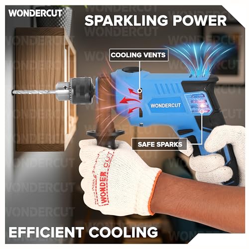 Image of WONDERCUT 810W, Professional, 2900 RPM, 2 Mode Selector, Variable Speed with 5 Pcs Drill Bits WC-EDH13MM-B Impact Pistol Grip Drill (13 mm Chuck Size)