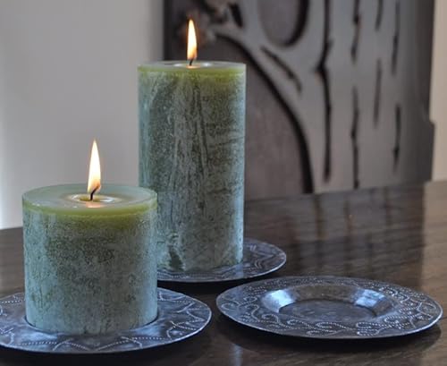 Candle Plate Holders, Decorative Metal Plates, Set Of 3, Handmade In Haiti From Recycled Steel Drum Barrels, Holiday Decor 6 X 6 Inches #TOP1