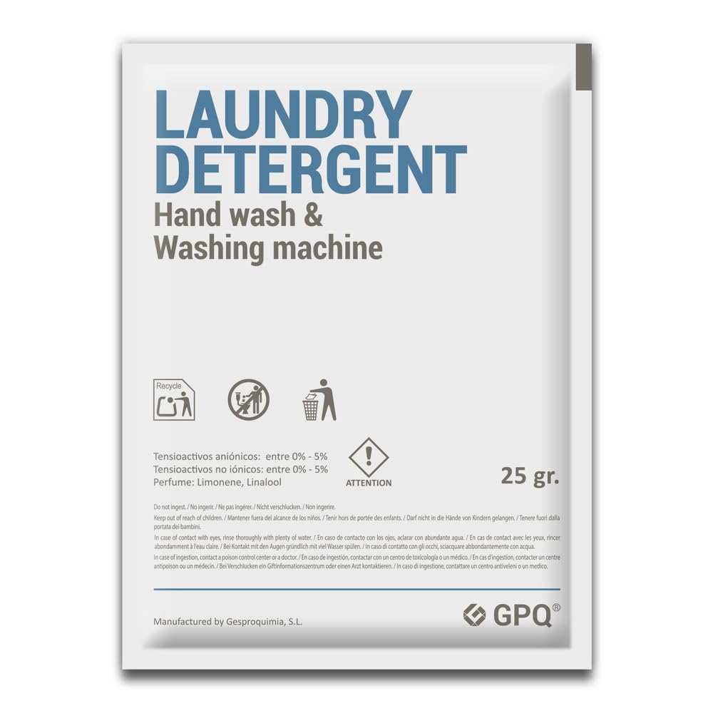 GPQ - Detersivo Liquido per Bucato 25 ml | 150 Bustine | Concentrato con Fragranza Marsiglia | Senza Parabeni | Amenities Turistiche Appartamenti, B&B, Bungalow, Casa Vacanze | Fabbricato nell’UE