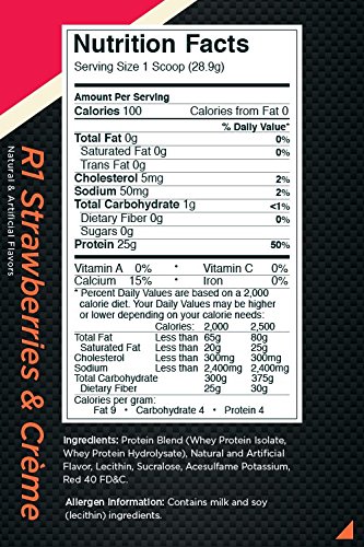 R1 Protein, 38 Servings, Strawberries and Crème