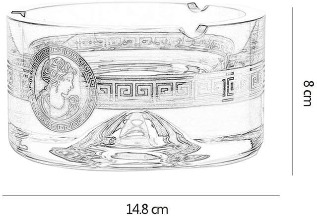 Glass Ashtrays Large Round Ashtray Cigarette Ash Trays for Men Women Home Outside Cigarette Ashtray / 14.8x8cm