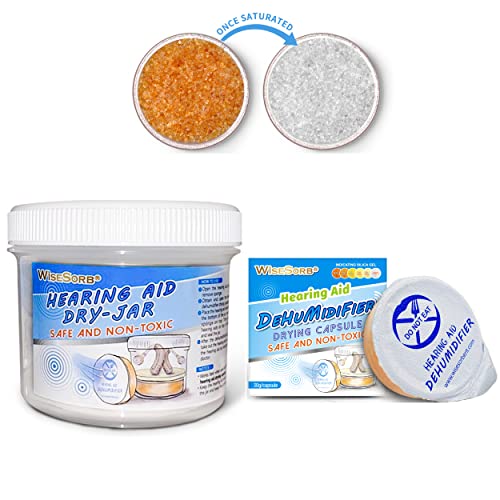 Wisesorb Hearing Aid Dryer, Hearing Aid Dehumidifier, Hearing Drying Jar And Dehumidifier Set (1 Container And 1Pcs × 30G Capsules) #TOP27