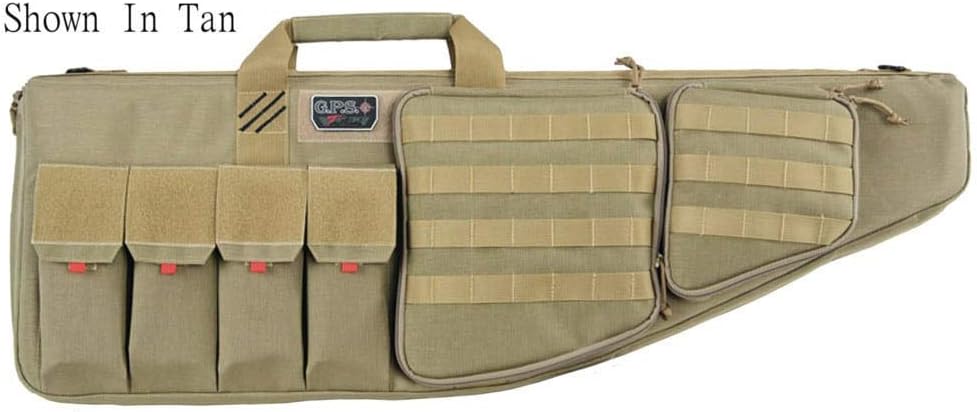 GPS 32" Tactical Padded Soft Rifle Case With External Handgun Case Secure Durable Stain-Resistant Guns, Ammo and Shooting Accessories Storage Range Bag with Shoulder Strap