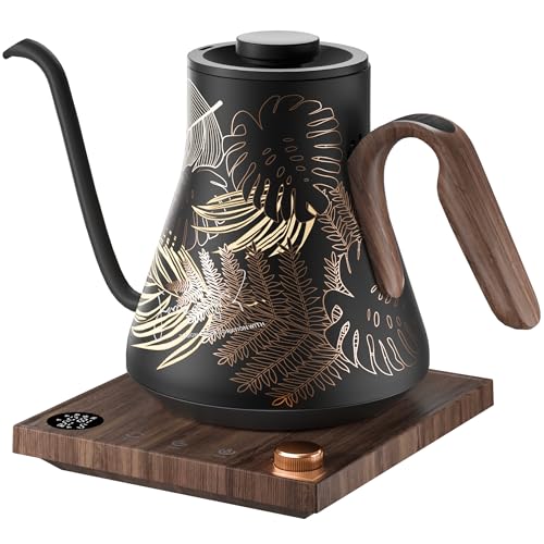 INTASTING Electric Kettle, Gooseneck Electric Kettle, ±1℉ Precise Temperature Control, Stainless Steel Interior, Quick Heating for Pour Over Coffee, Tea & Boiling Water, 0.9L (Rainforest)