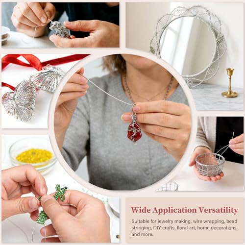 304 Stainless Steel Wire for Jewelry Making,18/20/22/24/26/28 Gauge Beading Wire Assortment for Beginners, Thin Craft Wire for Jewelry Wrapping,Necklace,Bead Stringing,DIY Crafts & Floral Projects