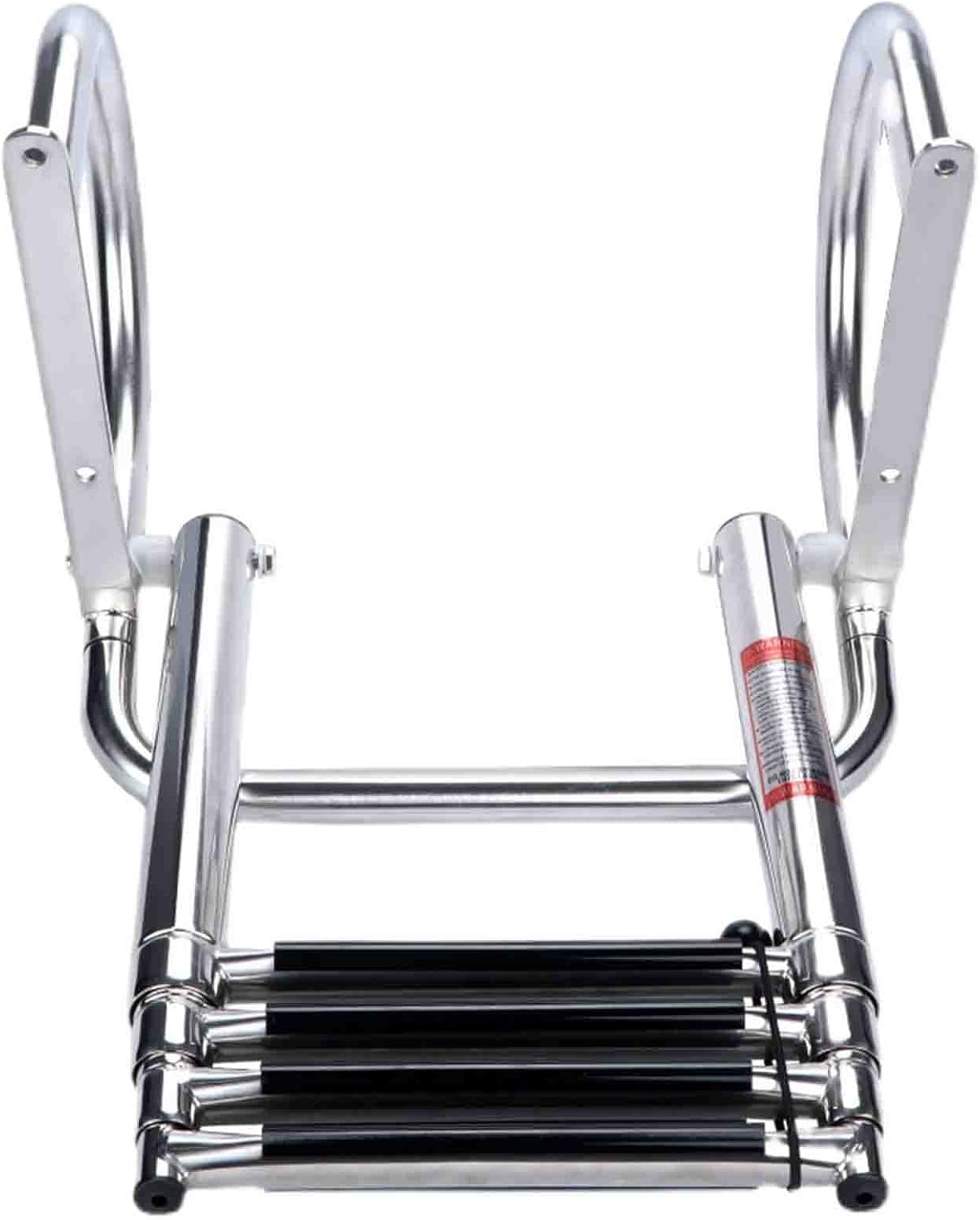 3/4-Steps Pontoon Boat Ladder, Stainless Steel Folding Telescoping Rear Entry Inboard Ladder Multi Purpose, Heavy Duty Custom Swim Deck Ladder with Pedal Hand Railing Ladders