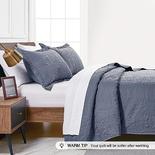 image for Love's cabin Love's cabin California King Size Quilt Set Blue Bed