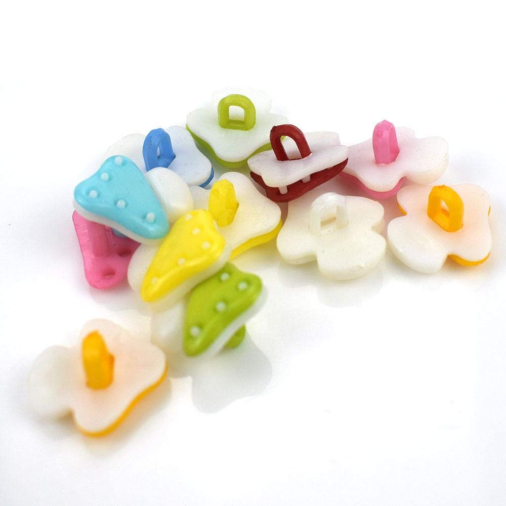 150 Boutons De Couture En Forme De Champignon - 5 Couleurs, Résine, 11 Mm, Pour Vêtements, Scrapbooking, DIY Et Décoration