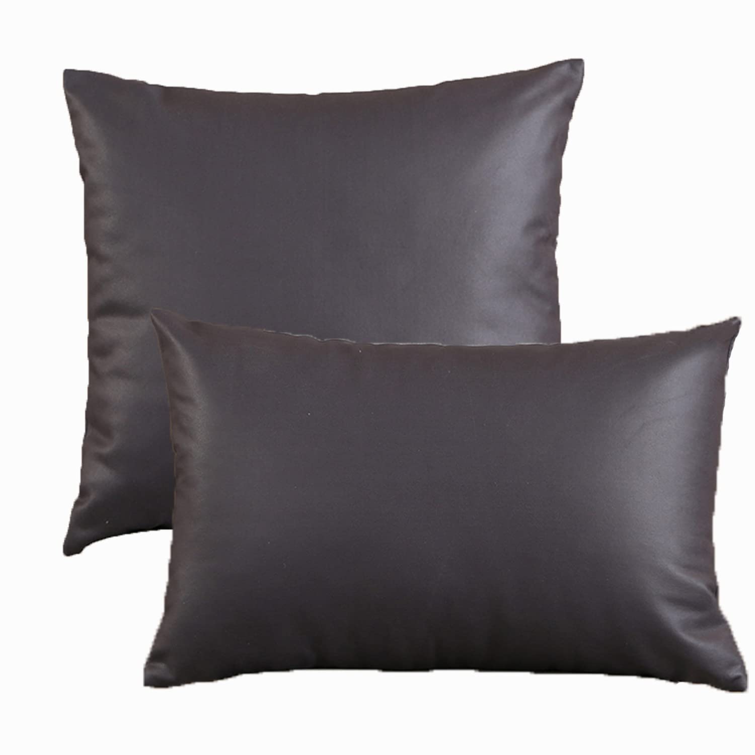 Federe Cuscini Tessuto Tecnico Copricuscini Quadrate Federe Cuscini, per Arredo Moderno Letto e Sedia (Marrone-Grigio,50 * 50cm(Set di 4))