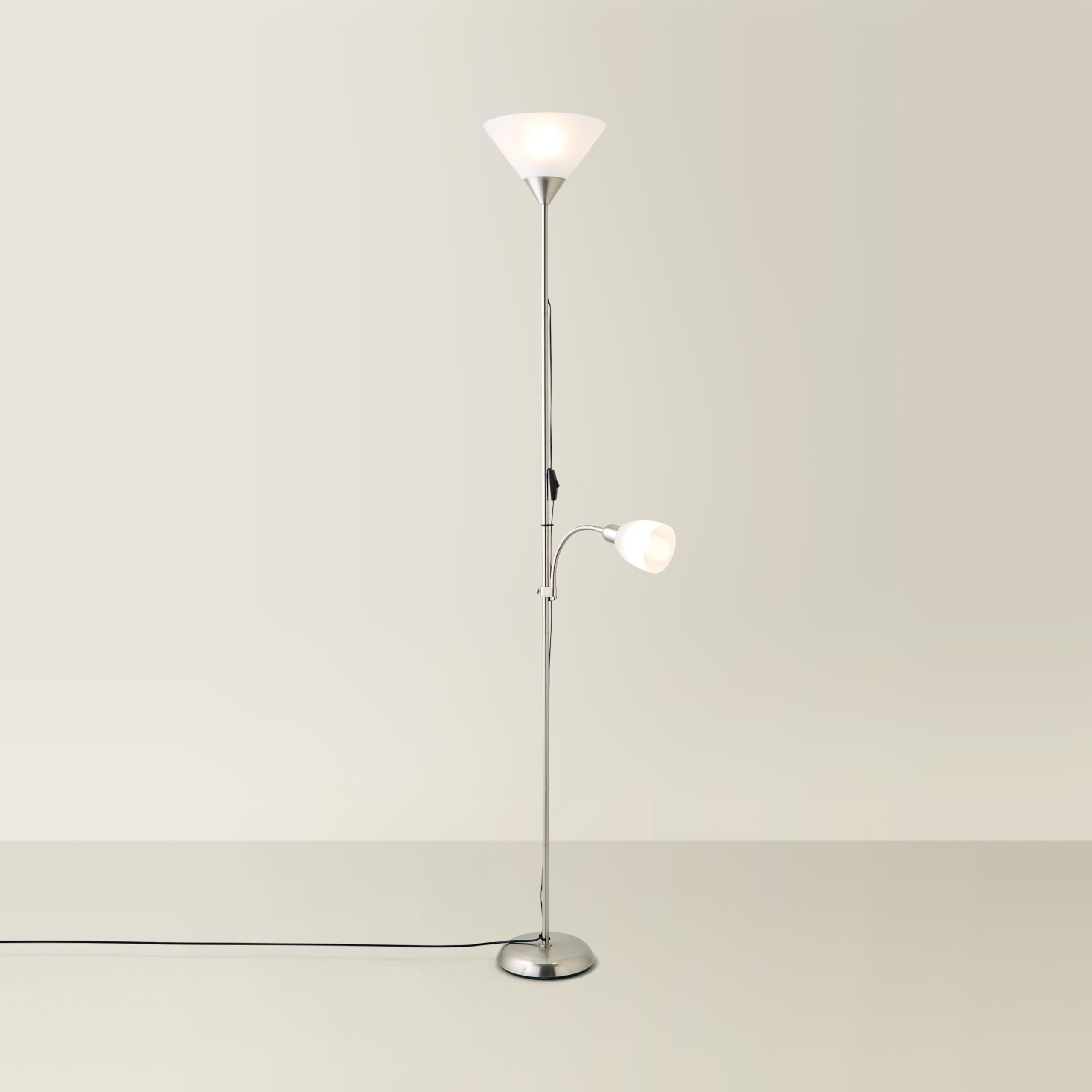 MiniSun | Modern Brushed Chrome 2 Way Parent and Child Floor Lamp | Floor Lamps & Torchieres, Home Décor & Improvement Essential