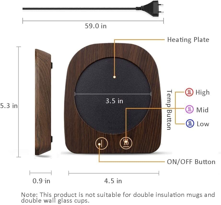 Scaldatazze Accwork Per Tazze - 3 Modalità Temperatura Fino A 85°C, Spegnimento Auto - Foto 3
