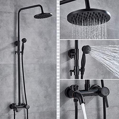 Ensemble de Douche à 8 têtes Effet Pluie et Robinet Mural Bronze
