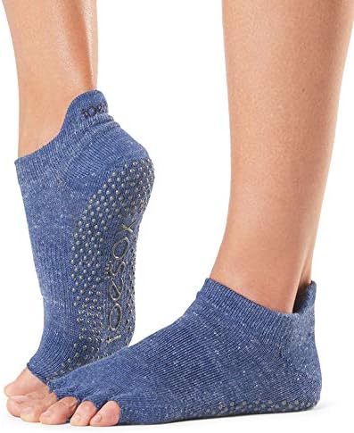 toesox Women's Low Rise Half Toe Grip Non-Slip for Ballet, Yoga, Pilates, Barre Toe Socks, Small, Navy Blue - Image 4