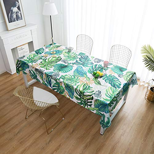 Ilivex Tablecloth - Original Design Art Printing Table Cloth - Machine Washable Spillproof Rectangle Table Cover - Indoor Outdoor Party Picnic Patio Spring Summer Decoration - 52"X72" (Green Tropical) #TOP4